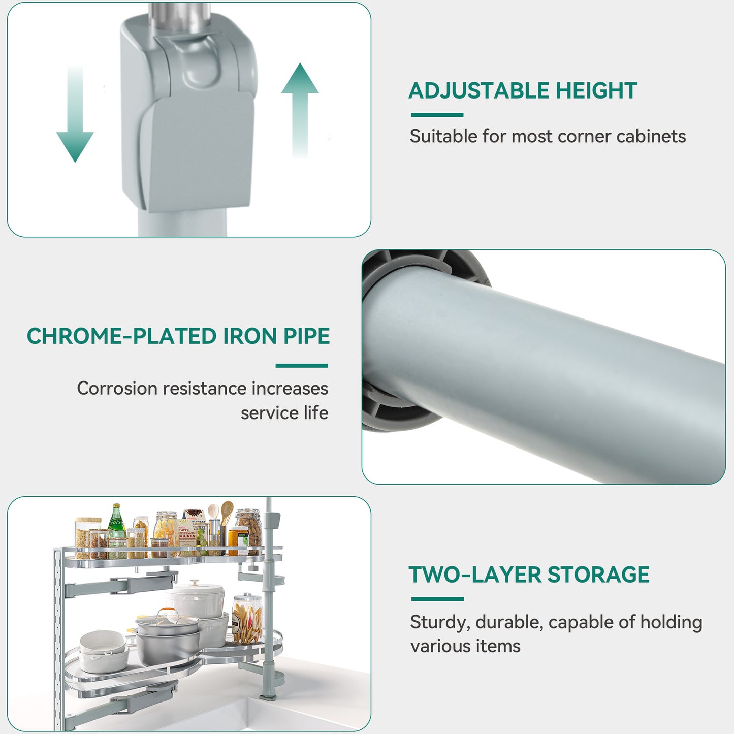 2 Tier Swing Tray Left Blind Corner Kitchen Cabinet Pull Out Organizer for 36"