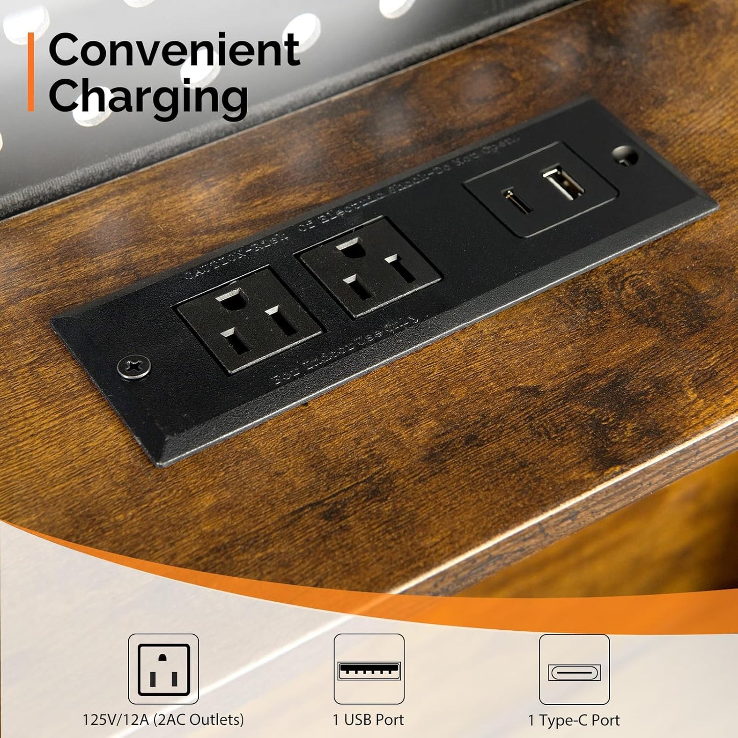 Floating Bed Frame Full with USB Charging Station/LED Lights 14'' Platform Bed