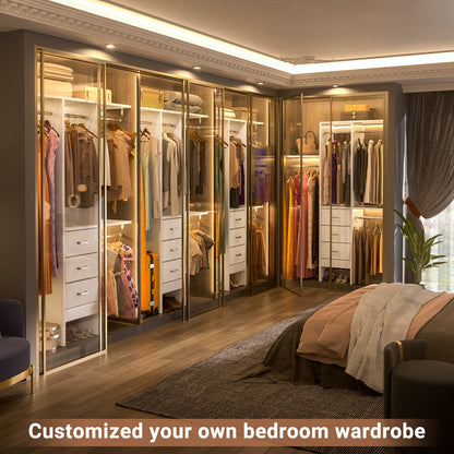 48'' Closet System with 3 Drawers Closet Organizer System Built-In Clothes Rack