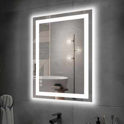 Dual LED Lighted Bathroom Mirror,Smart Memory Function,Anti-Fog Vanity Mirror
