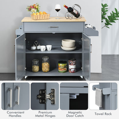Rolling Kitchen Trolley Island Cart Storage Organizer with Towel and Spice Rack