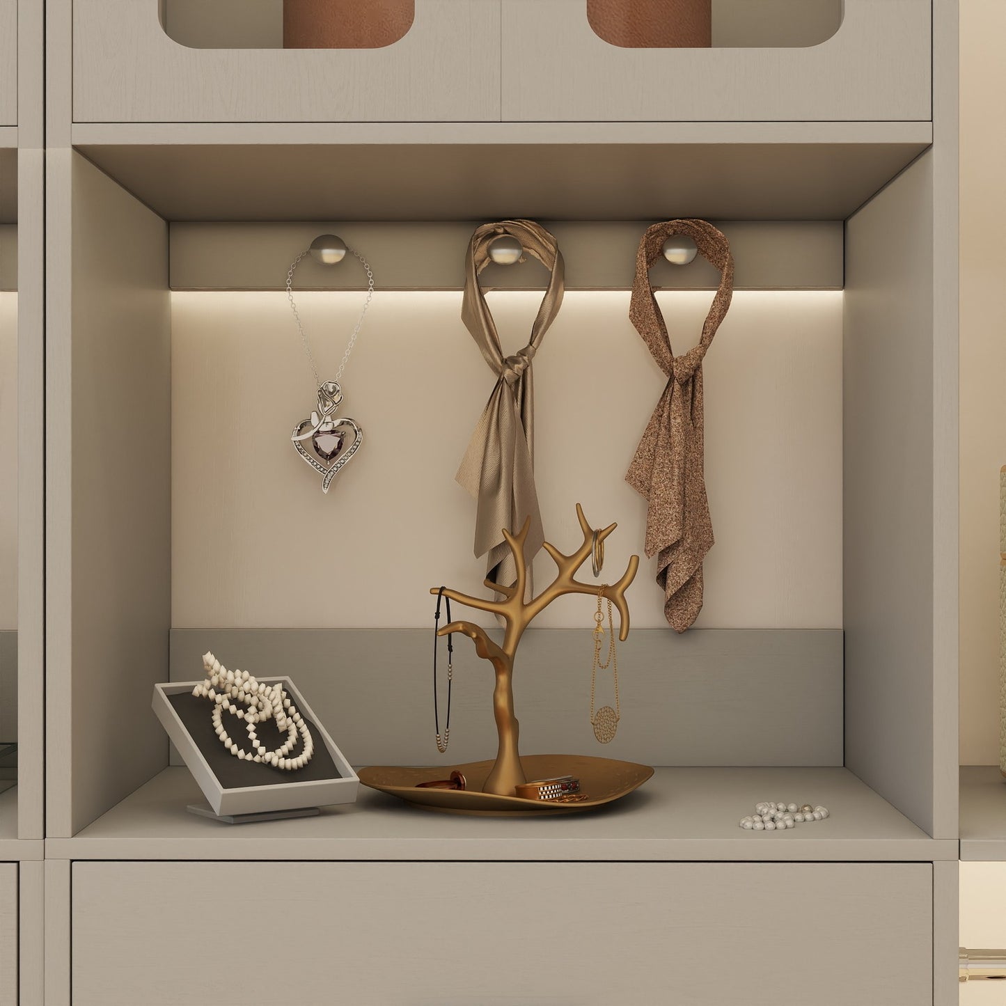 60'' W Walk-in Closet Organizer System with Door Storage Cabinet and Wood Drawer