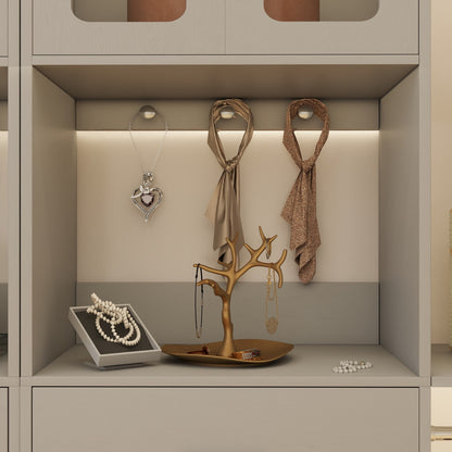 60'' W Walk-in Closet Organizer System with Door Storage Cabinet and Wood Drawer