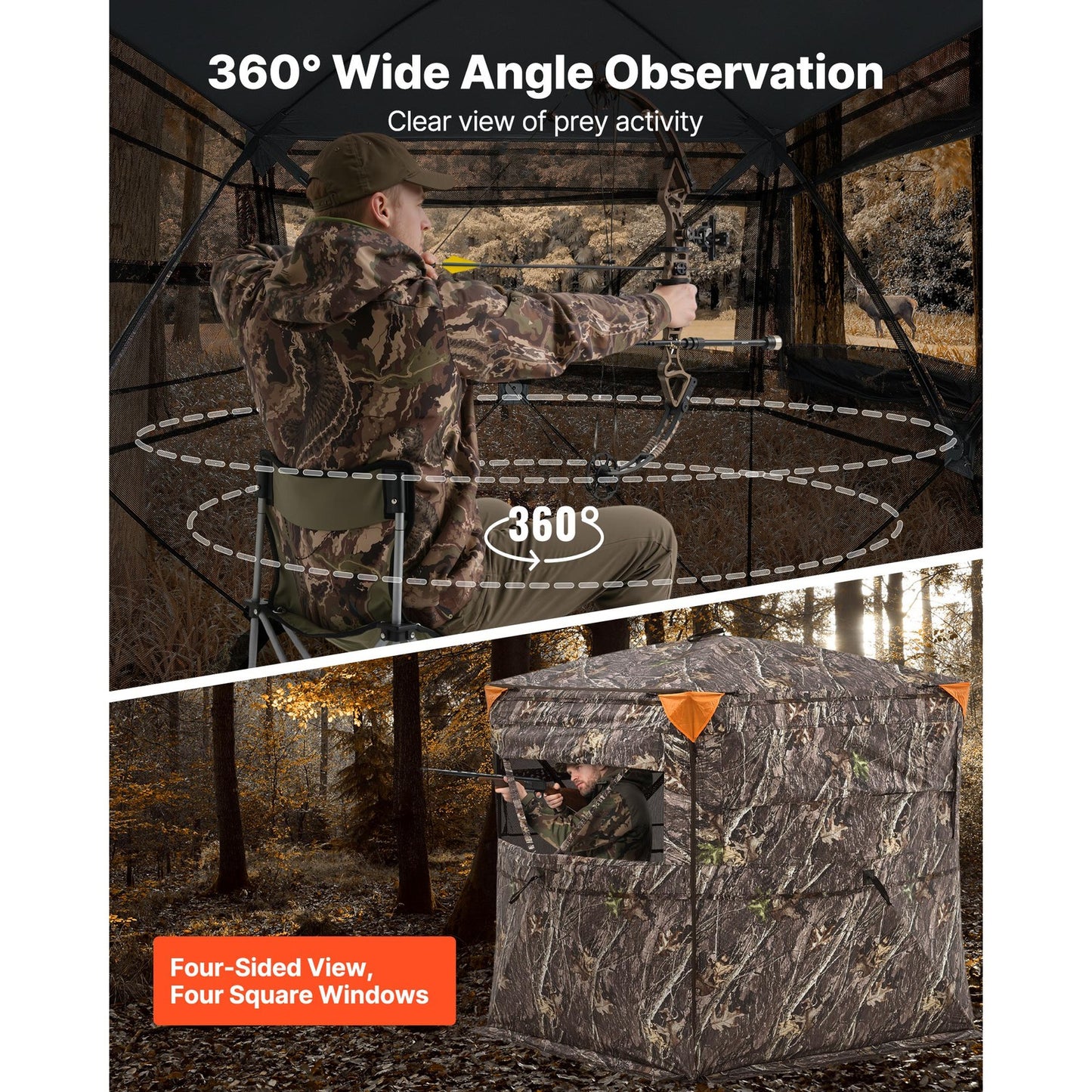 Uimoso Hunting Blind See Through Ground Deer Blinds 2-3 Person Carrying Bag