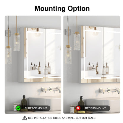 Large LED Medicine Cabinet Bathroom Mirror Cabinet with Light 3 Color 47×30 Inch