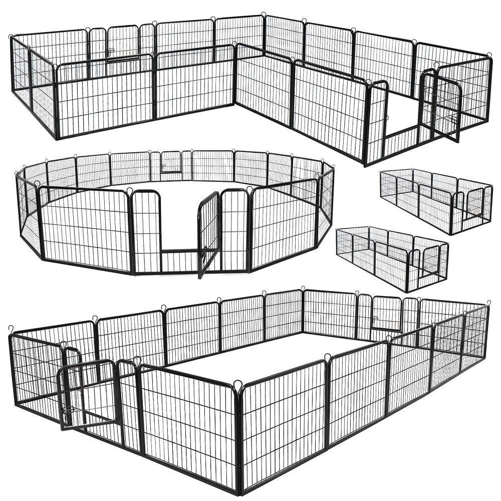 8 Panels 40''/16 panels 24”/32" Dog Pet Playpen Dog Fence Exercise Pen Outdoor