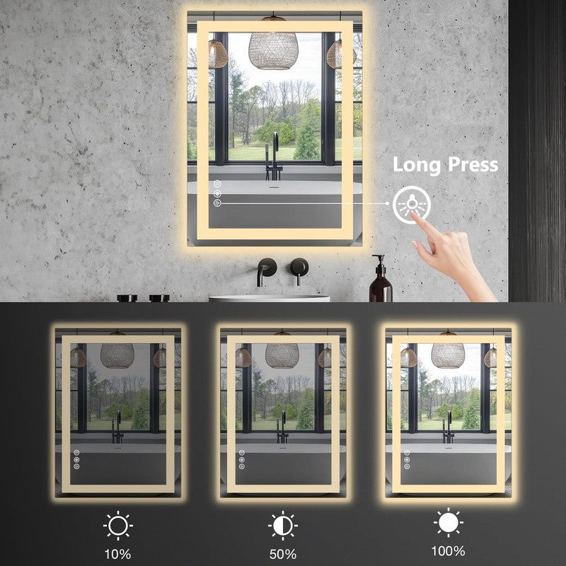 LED Bathroom Vanity Mirror Anti-Fog Lighted Smart Mirror Adjustable Brightness