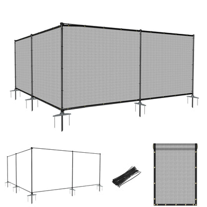 Heavy Duty Outdoor Freestanding Privacy Screen Fence Panels with Iron Poles