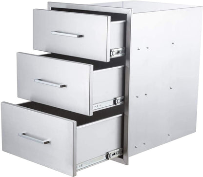 Outdoor Kitchen Drawers Stainless Steel 3-Drawer BBQ Drawer 18"W x 23"H x 23"D