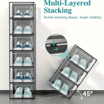 24pcs Shoe Storage Box Organizer, Transparent Plastic Stackable'  Shoe Container