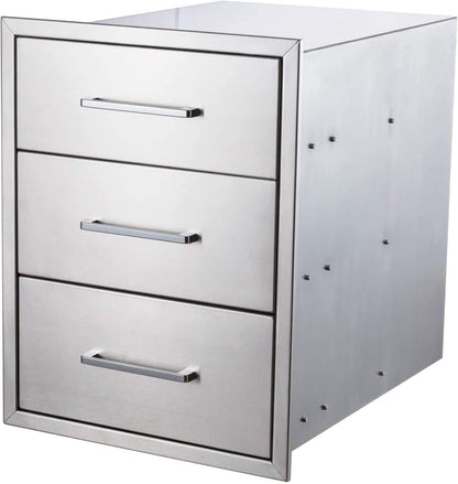 Outdoor Kitchen Drawers Stainless Steel 3-Drawer BBQ Drawer 18"W x 23"H x 23"D