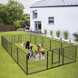 Outdoor Dog Playpen 16 Panels 32" H Pet Playpen Metal Frame Dog Fence, Black