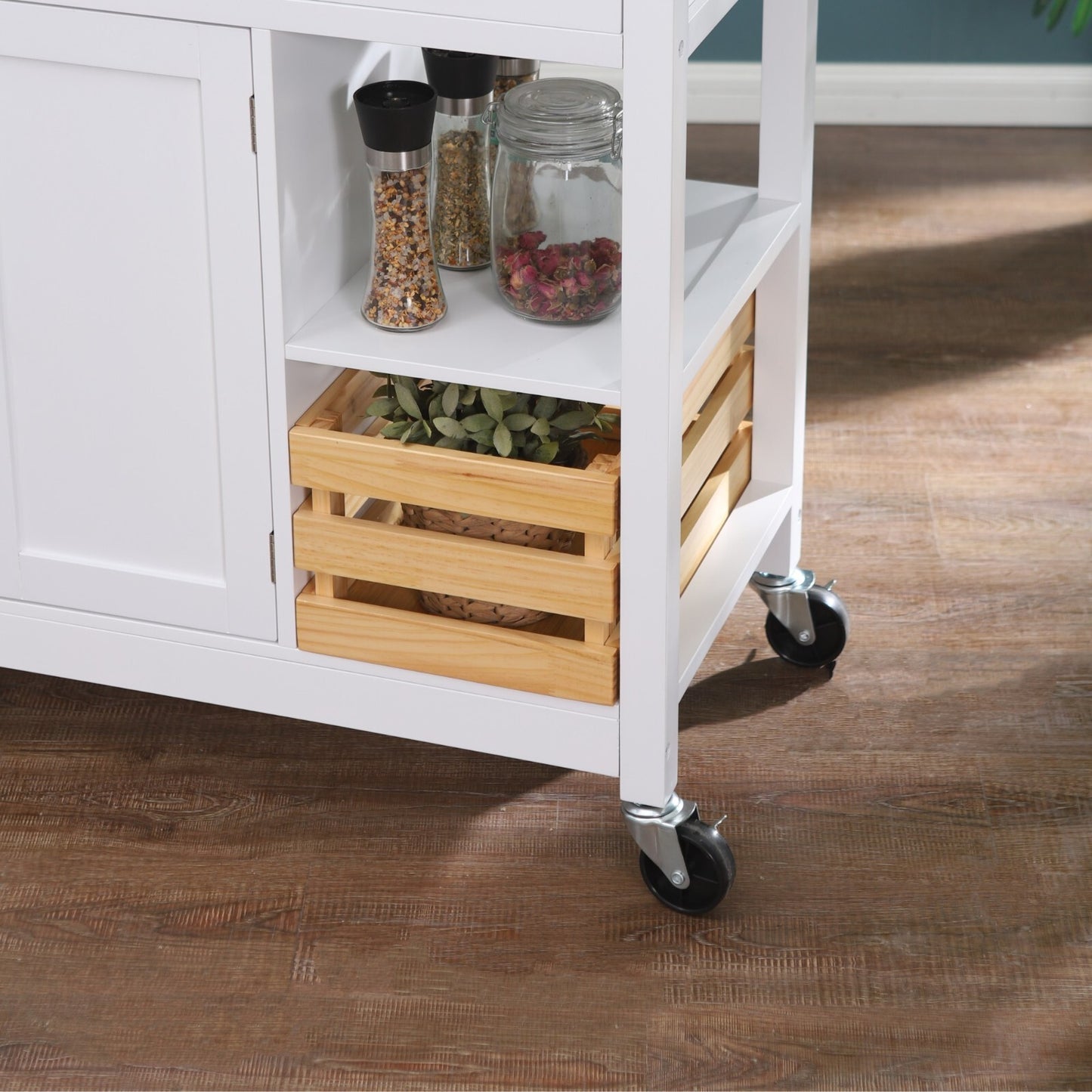 Kitchen Island Cart on Wheels Rolling Kitchen Table with Storage