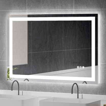 48 x 32in LED Bathroom Mirror Dimmable Anti-fog Wall Vanity Touch Makeup Mirror