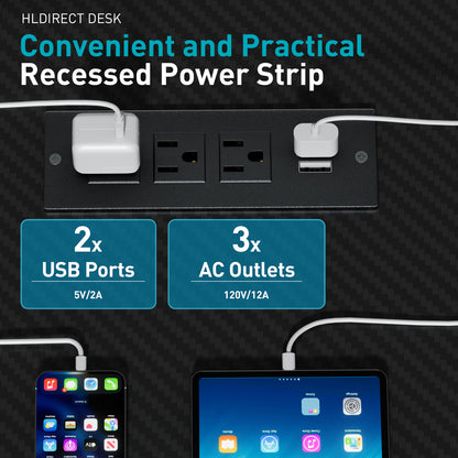 L Shaped Gaming Desk with LED Light & Power Outlet, Reversible Computer Table