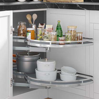 2 Tier Swing Tray Left Blind Corner Kitchen Cabinet Pull Out Organizer for 36"