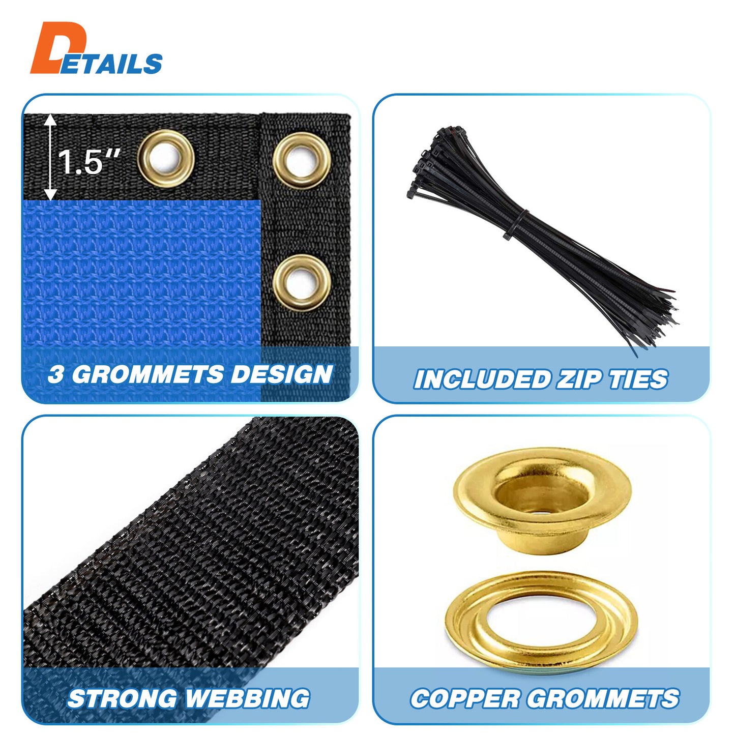 4' 5' 6' 8' Tall Privacy Fence Screen Windscreen Shade Cover Mesh Garden-Blue