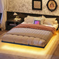 HOOBRO Floating Bed Frame Queen Size Bed Frame w/Charging Station and LED Lights