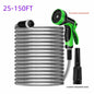 25/50/75/100/150FT Stainless Steel Flexible Garden Water Hose 2X Spray Nozzle