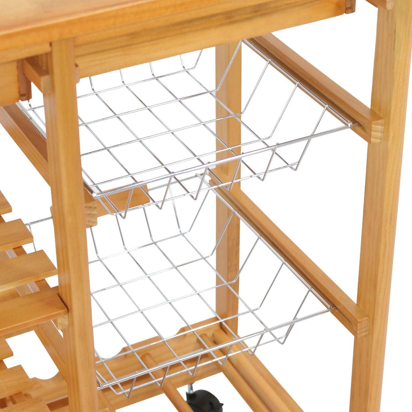 Kitchen Island Rolling Wood Trolley Cart Dining Storage Drawers Stand Durable