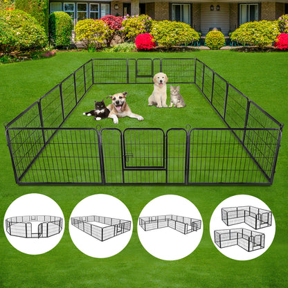 16 Panels Dog Pen Pet Playpen Kennel Fence Puppy Exercise Barrier Outdoor Indoor
