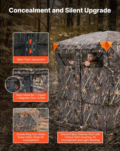 Portable Hunting Blind See Through Ground Deer Blinds 4-5 Person Carrying Bag