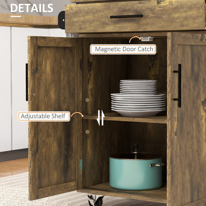 Kitchen Island Cart Rolling Trolley Cart with Drawer Storage Cabinet Towel Rack