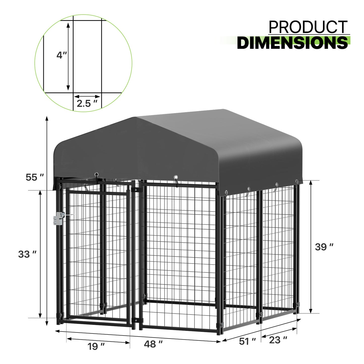 Outdoor Dog Kennel Playpen Animal Run Pet Enclosure Crate Fence w/UV-Proof Roof