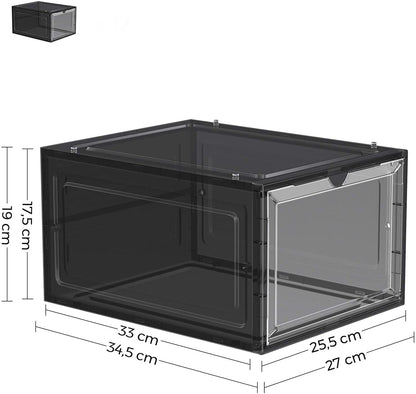 12 Clear Shoe Boxes Magnetic Drop Front Sneaker Rack Storage Organizer Stackable