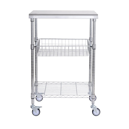 3-Tier Utility Cart Rolling Cart on Wheels 24"x20"x36.6" 470 LBS 6 Hooks