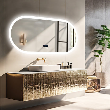 LED Bathroom Mirror Anti-fog Wall Vanity Mirror Bluetooth Intelligent Display HD