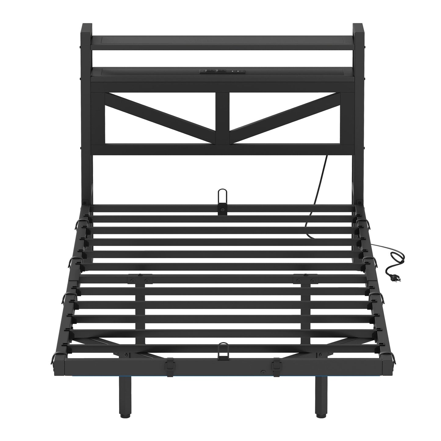 Twin Size Floating Bedroom Bed Frame with USB Charging Port & LED Lights Metal