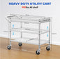 Heavy Duty Utility Cart with Handle 990lbs Capacity Metal 3 Tier Rolling Carts