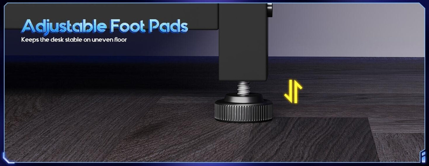 Office Table Reversible Computer Desk L Shaped Gaming Desk w/ Hook & LED Lights