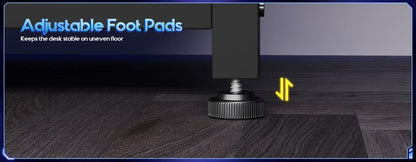 Office Table Reversible Computer Desk L Shaped Gaming Desk w/ Hook & LED Lights