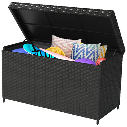 230 Gallon Large PE Rattan Wicker Deck Box Waterproof Outdoor Toy Storage Boxes