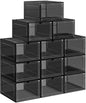 12 Clear Shoe Boxes Magnetic Drop Front Sneaker Rack Storage Organizer Stackable