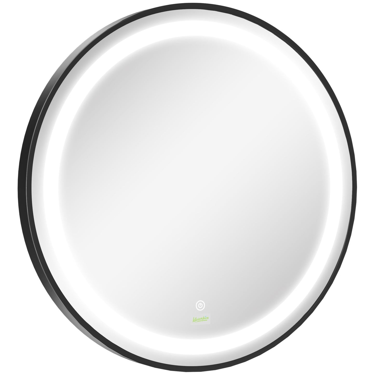 24" LED Smart Bathroom Mirror Wall Mounted Round Vanity Mirror w/ Lights, Black