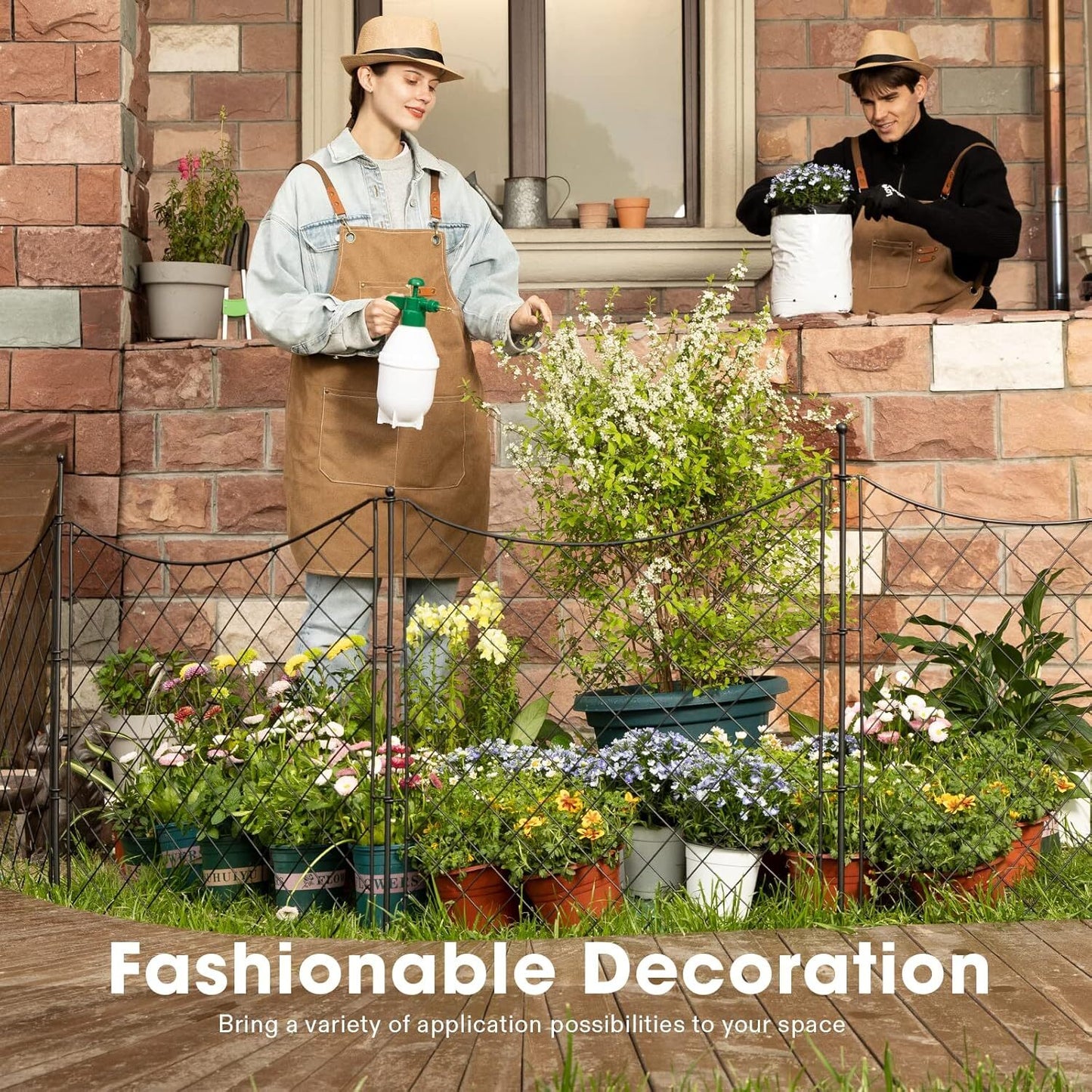 VIVOSUN 27.4x32.9inch Decorative Garden Fence Rustproof No Dig 4 Panels + 1 Gate