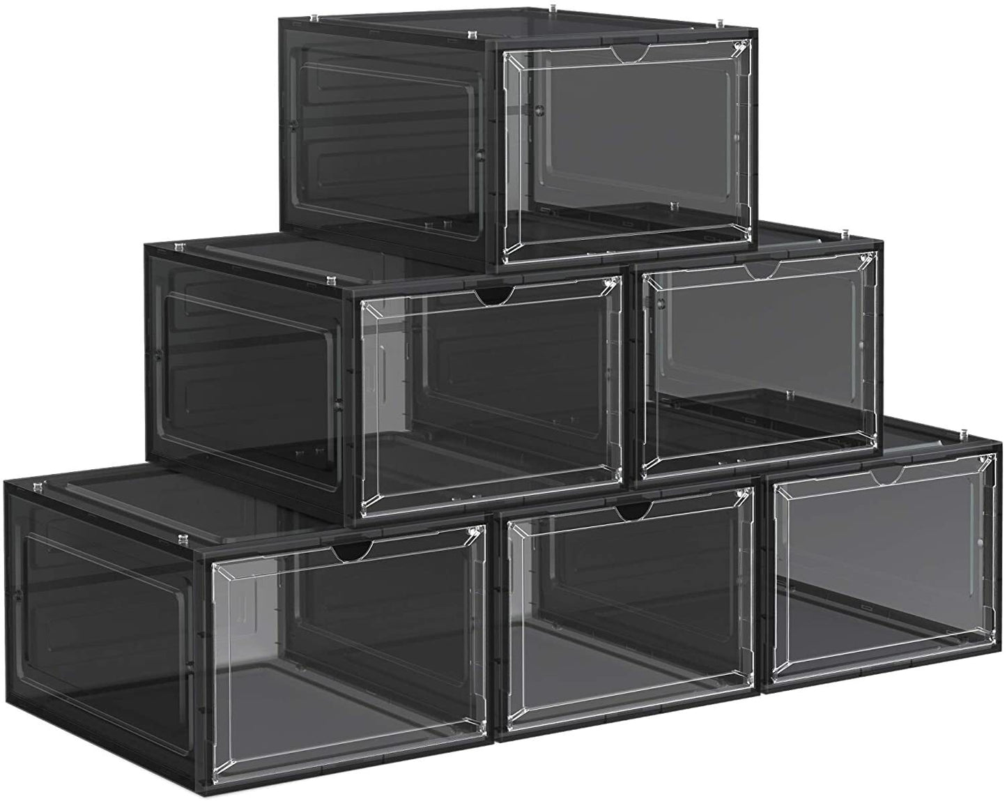 12 Clear Shoe Boxes Magnetic Drop Front Sneaker Rack Storage Organizer Stackable