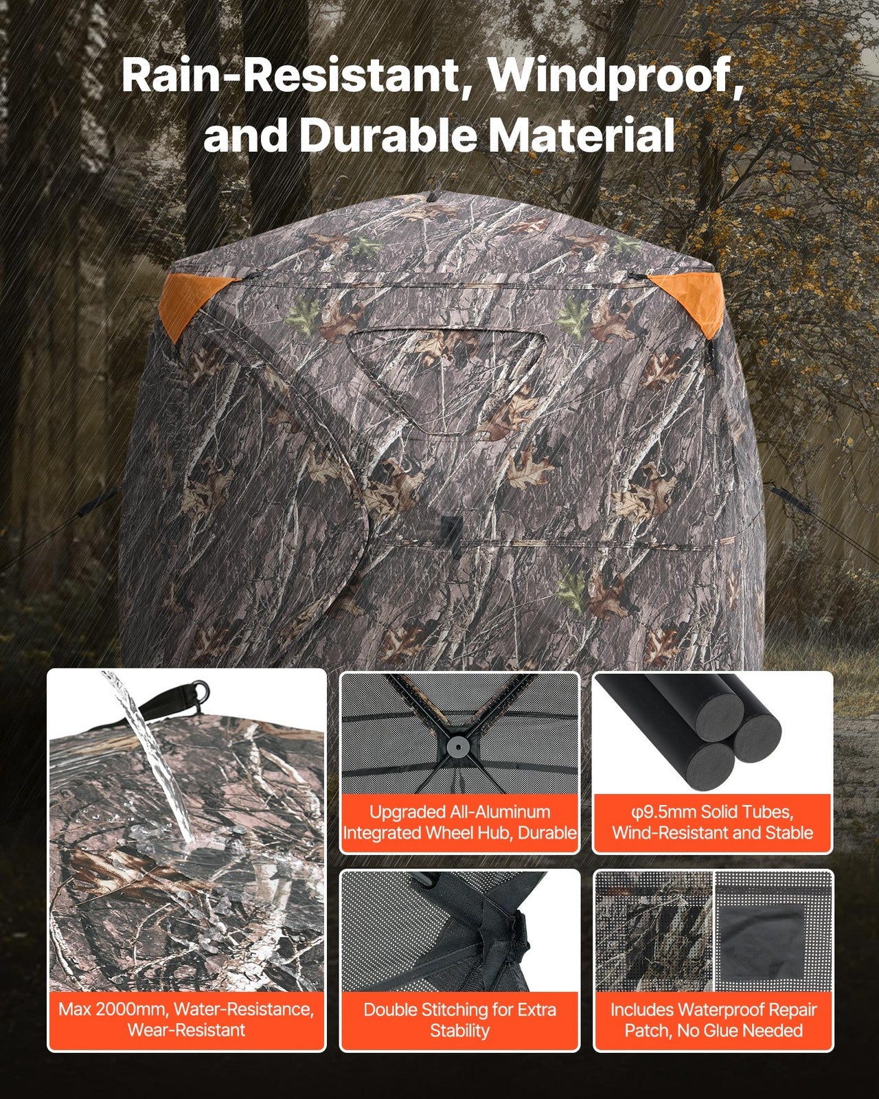 Uimoso Hunting Blind 270° See Through Ground Blind One-Way Mesh for 4-5 Person