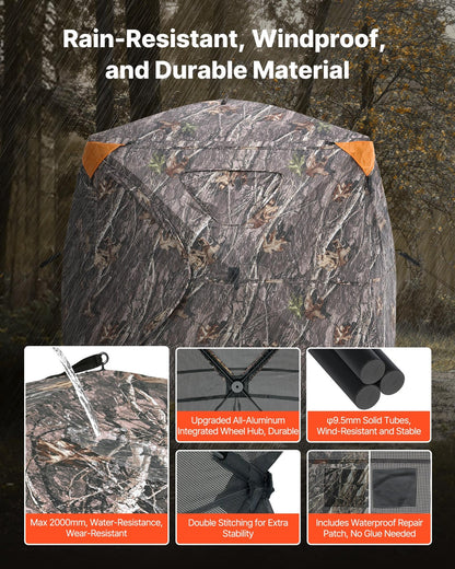 Uimoso Hunting Blind 270° See Through Ground Blind One-Way Mesh for 4-5 Person