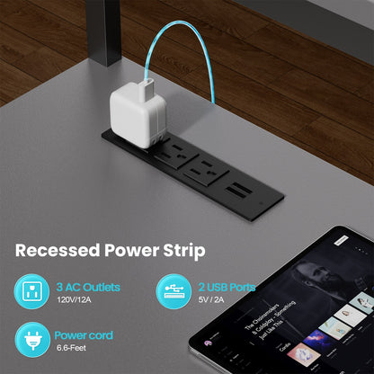 L Shaped Gaming Desk with LED & Power Outlets, Computer Desk with Monitor Stand