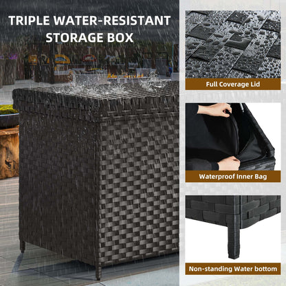 230 Gallon Large PE Rattan Wicker Deck Box Waterproof Outdoor Toy Storage Boxes