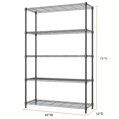 Heavy Duty 5 Tier Shelf 18*47*72" Storage Garage Rack Wire Shelving Laundry Room