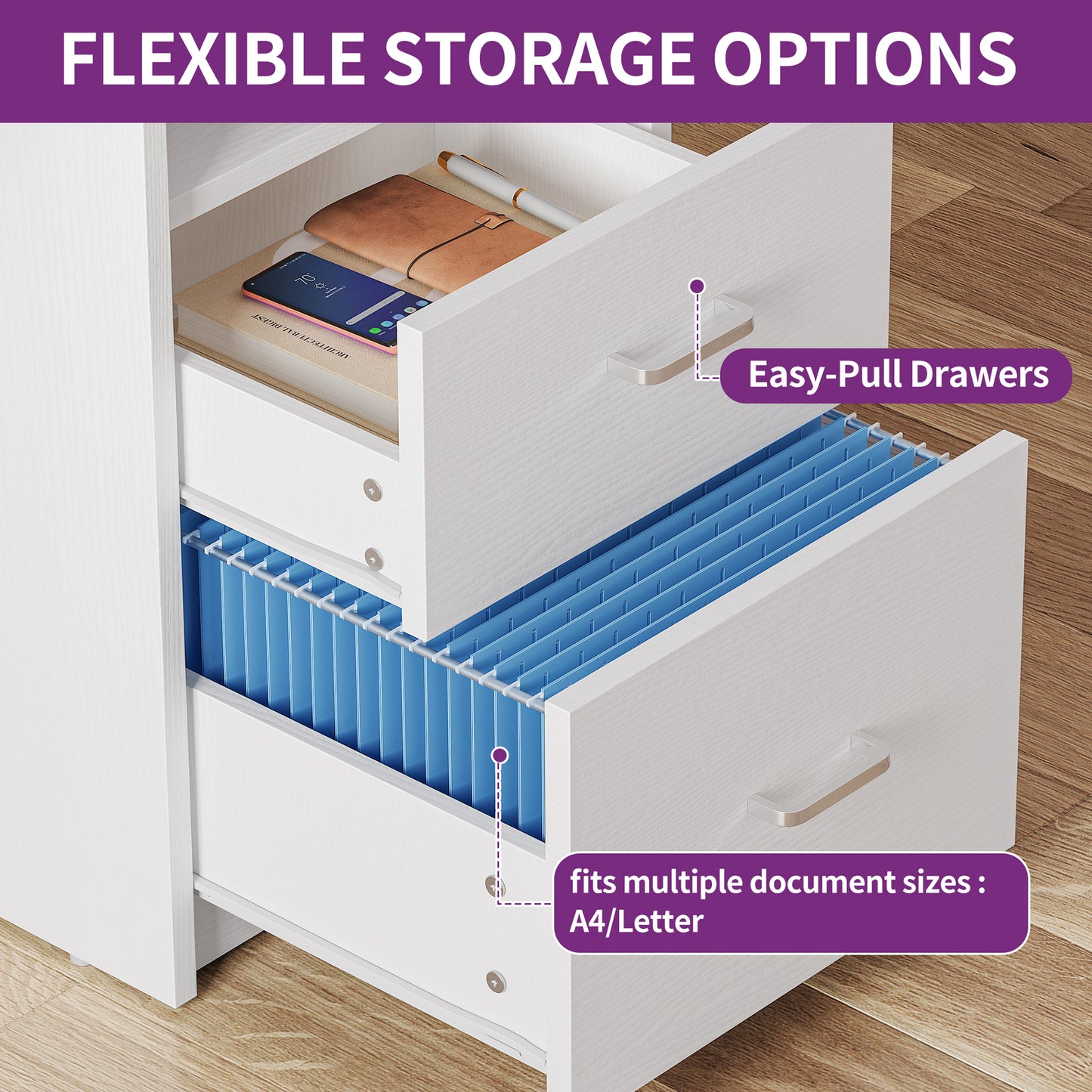 55 inch LED Computer Desk Office Desk with Drawer Gaming Desk with Power Outlets