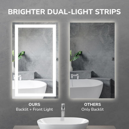 48 x 32in LED Bathroom Mirror Dimmable Anti-fog Wall Vanity Touch Makeup Mirror