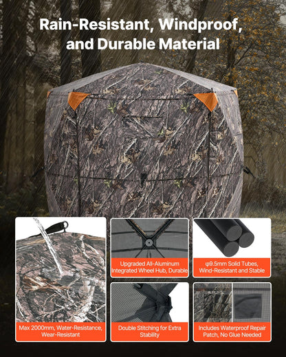 VEVOR Portable Hunting Blind See Through Ground Deer Blinds 6-7 Person Carrying