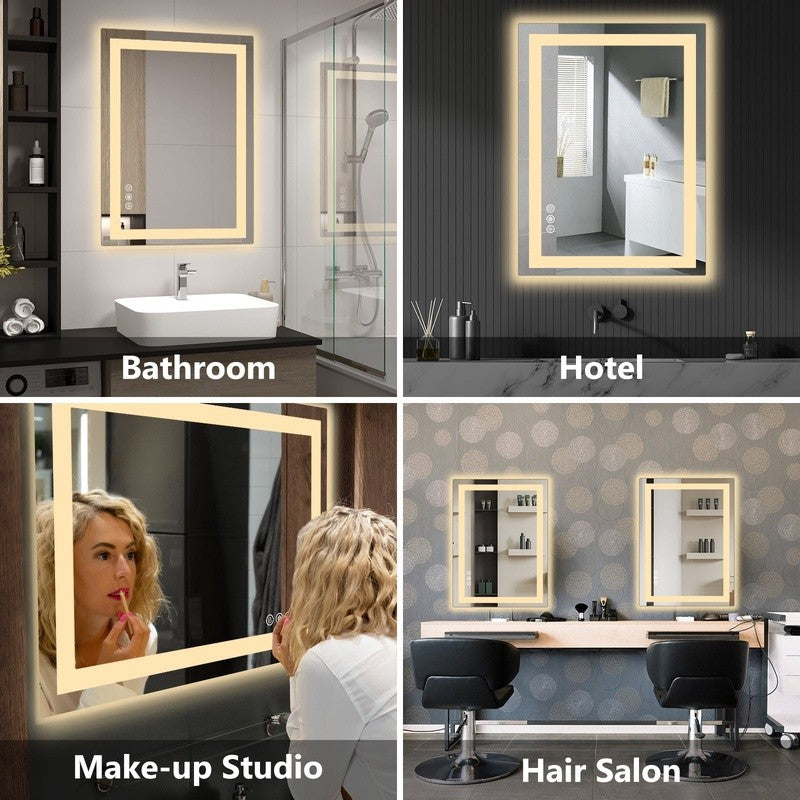LED Bathroom Vanity Mirror Anti-Fog Lighted Smart Mirror Adjustable Brightness