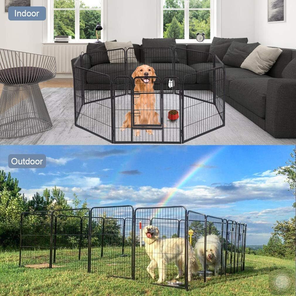 Dog Playpen 40'' 8 Panel Heavy Duty Pet Playpen Dog Exercise Pen Cat Fence